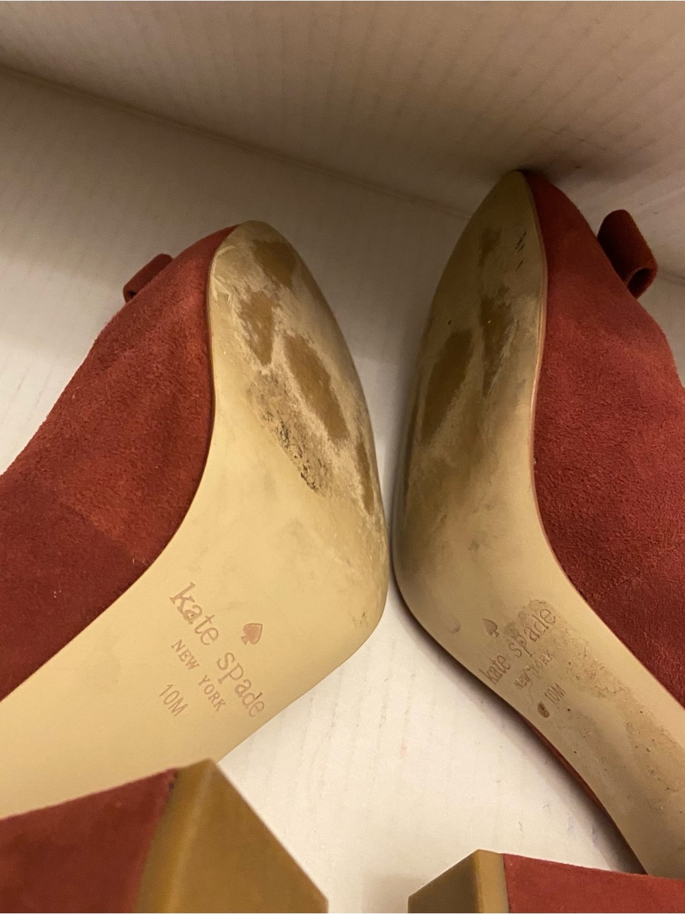 Kate Spade New York Microfiber Suede Woman’s Chunky High Heel Accent Bow Shoes - Picture 7 of 9